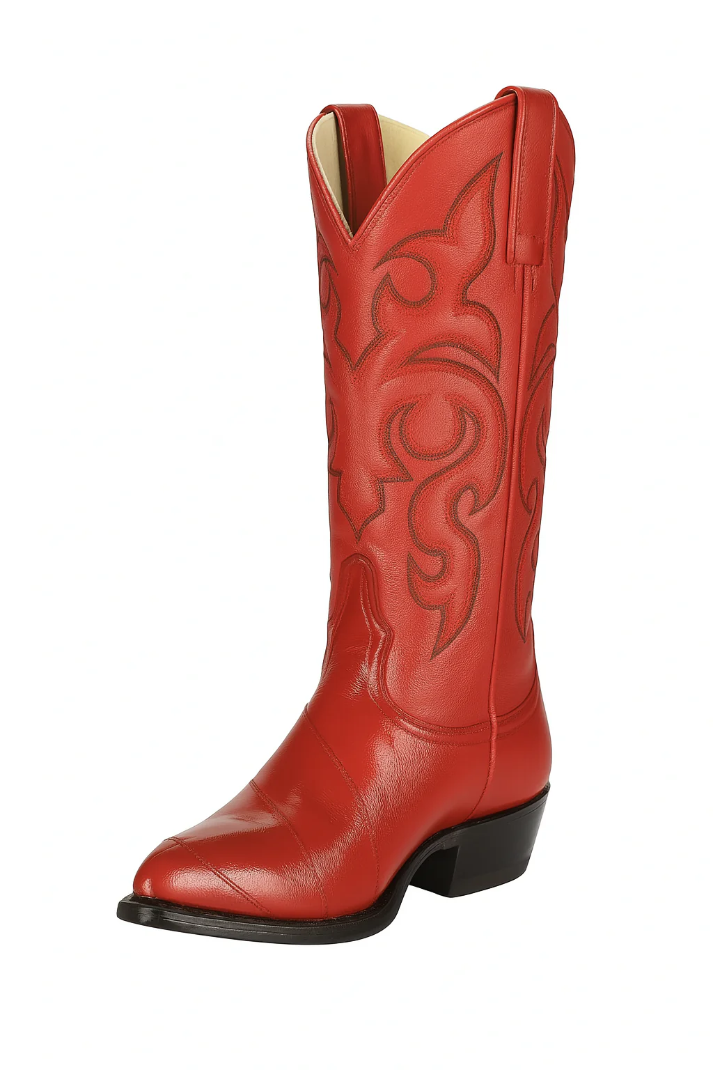 J Toe Cowboy Boots - J Toe Western Boots - Los Altos Boots - Mens Dress Cowboy Boot - Low Priced Mens Red Eel Cowboy Boots J-Toe- in Red - Image 7