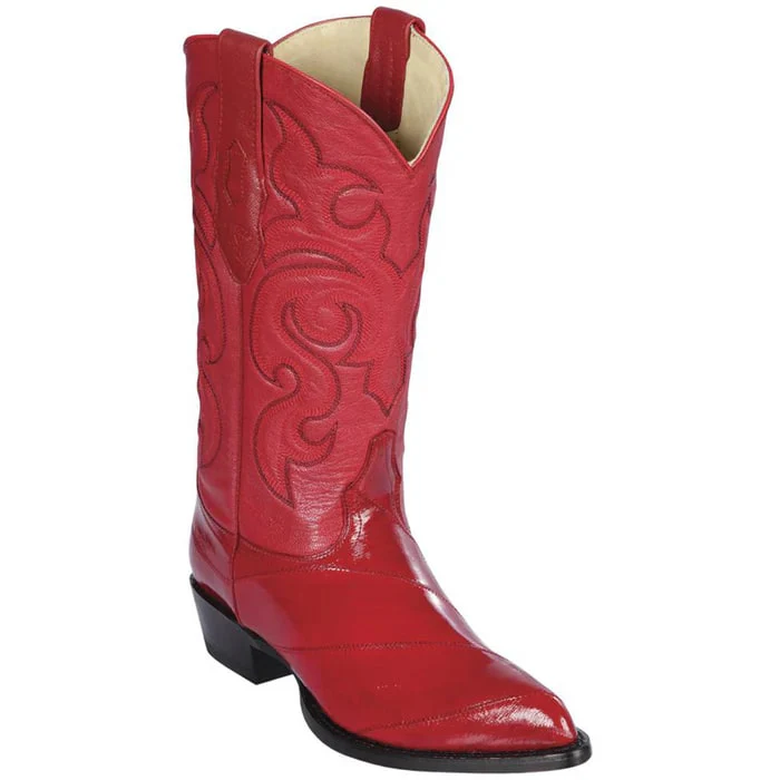 J Toe Cowboy Boots - J Toe Western Boots - Los Altos Boots - Mens Dress Cowboy Boot - Low Priced Mens Red Eel Cowboy Boots J-Toe- in Red - Image 9
