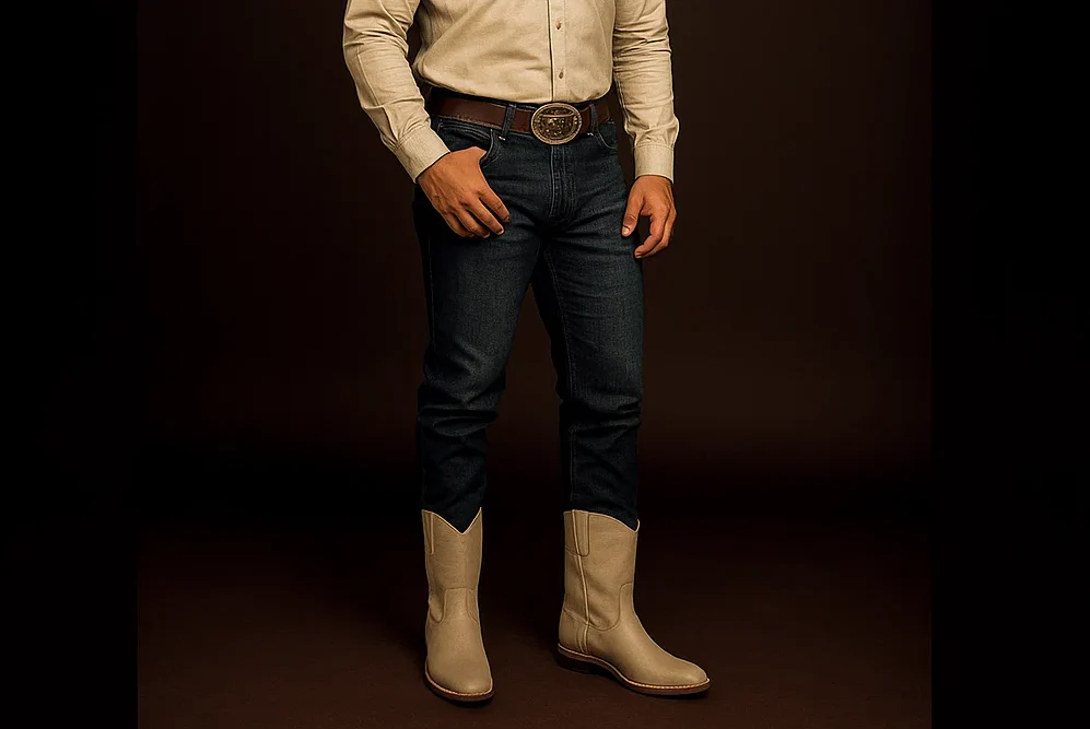 Los Altos Boots Men's Napa Leather Rubber Sole Natural Edge Cowboy Western Work Dress Cowboy Boot Cheap Priced For Sale Online ~ Botines Para Hombre - Image 2