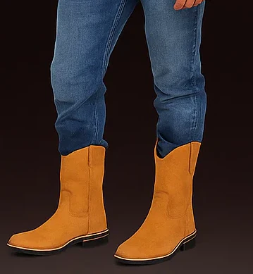 Los Altos Boots Men's Nobuk Rubber Sole W/ Natural Edge Cowboy Western Work Dress Cowboy Boot Cheap Priced For Sale Online ~ Botines Para Hombre - Image 2