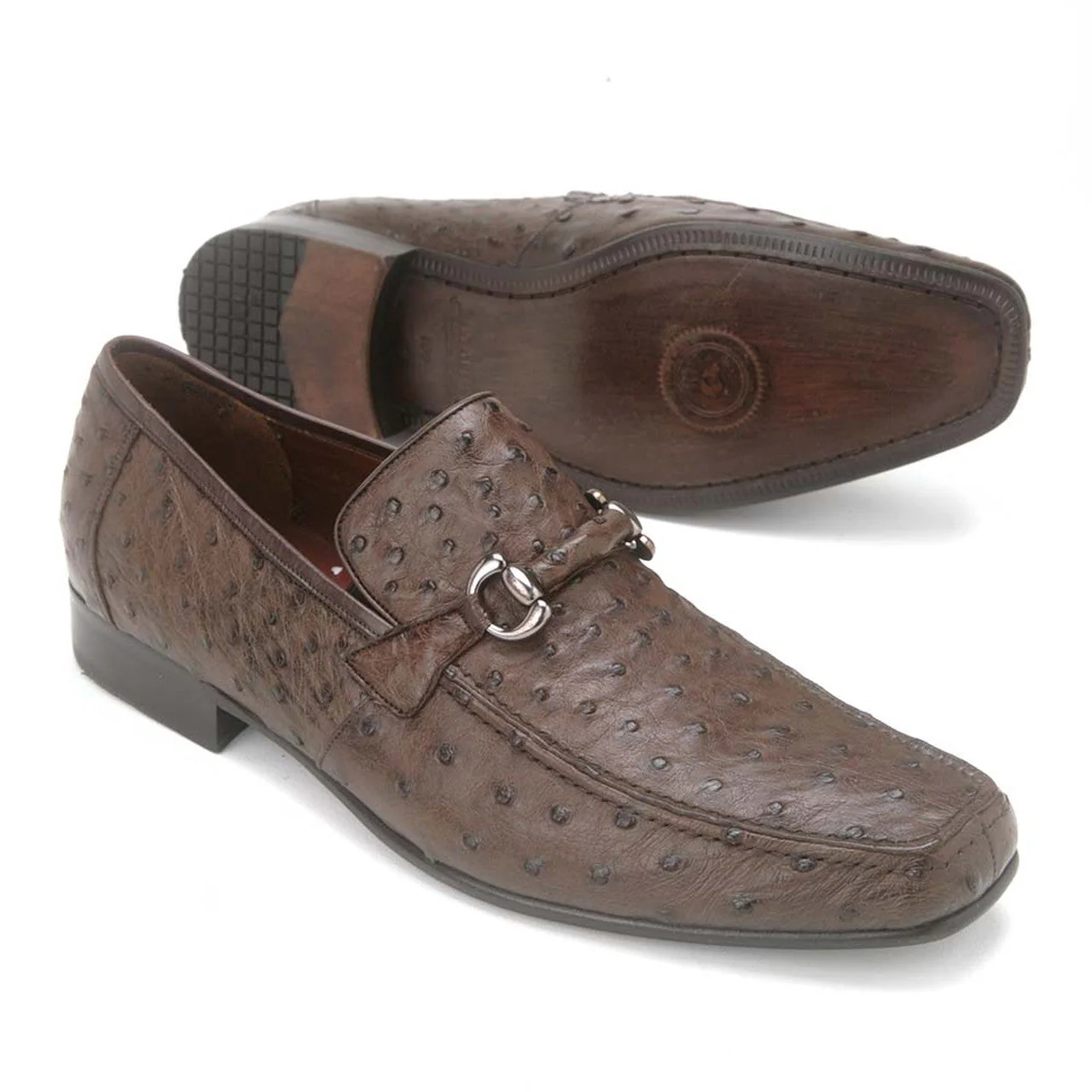 Los Altos Brown Full Quill Ostrich Slip-On Loafers - Image 3