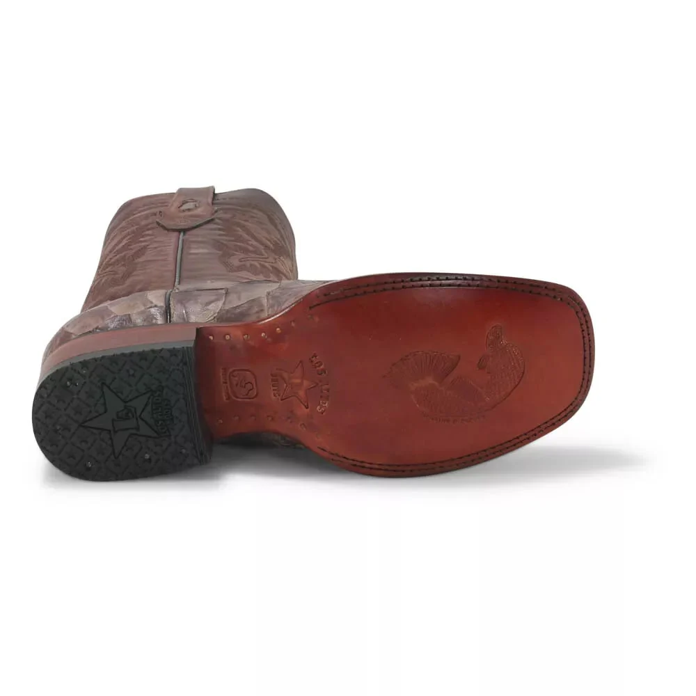 Los Altos Brown Matte Pirarucu Square Toe Boots - Image 3