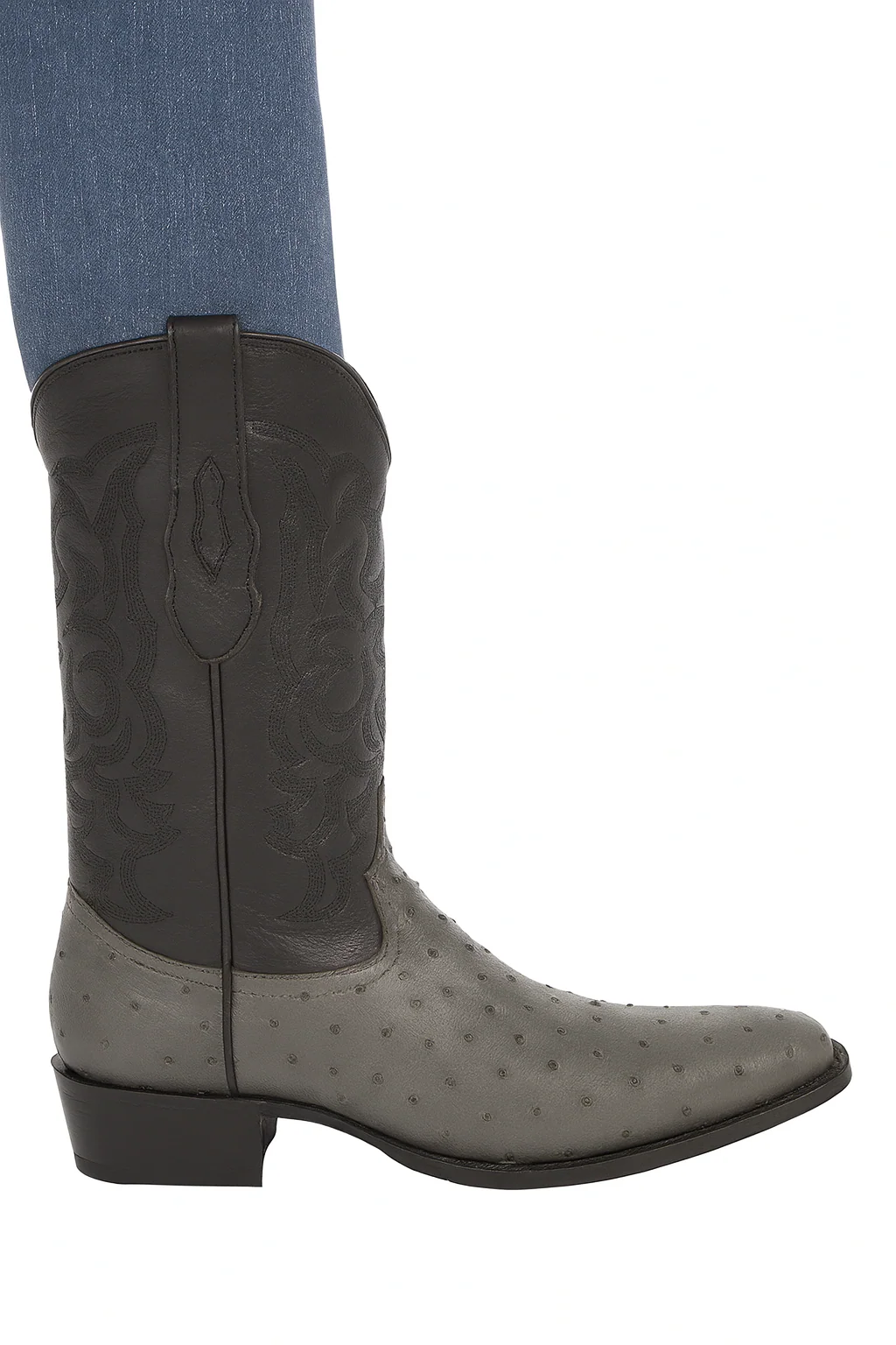 Los Altos Gray Genuine Ostrich Round Toe Boots - Image 7