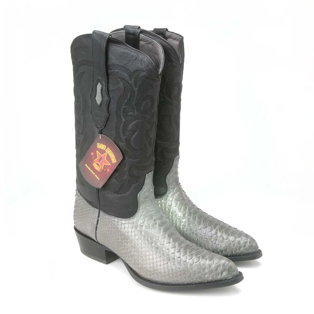 Los Altos Grey J-Toe Genuine Leather Python Boots