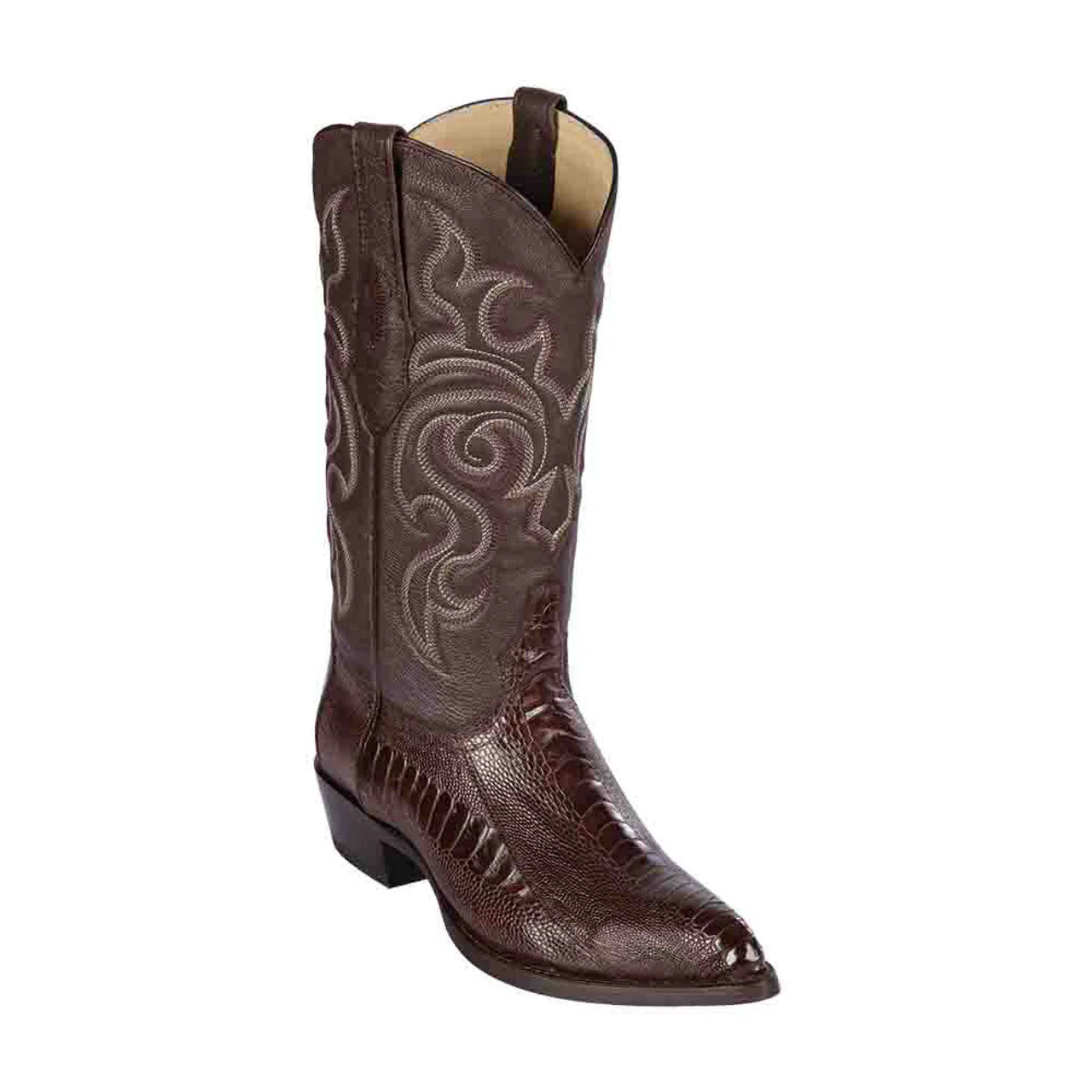 Los Altos Men’s Brown Ostrich Leg Boots by Alligator Warehouse