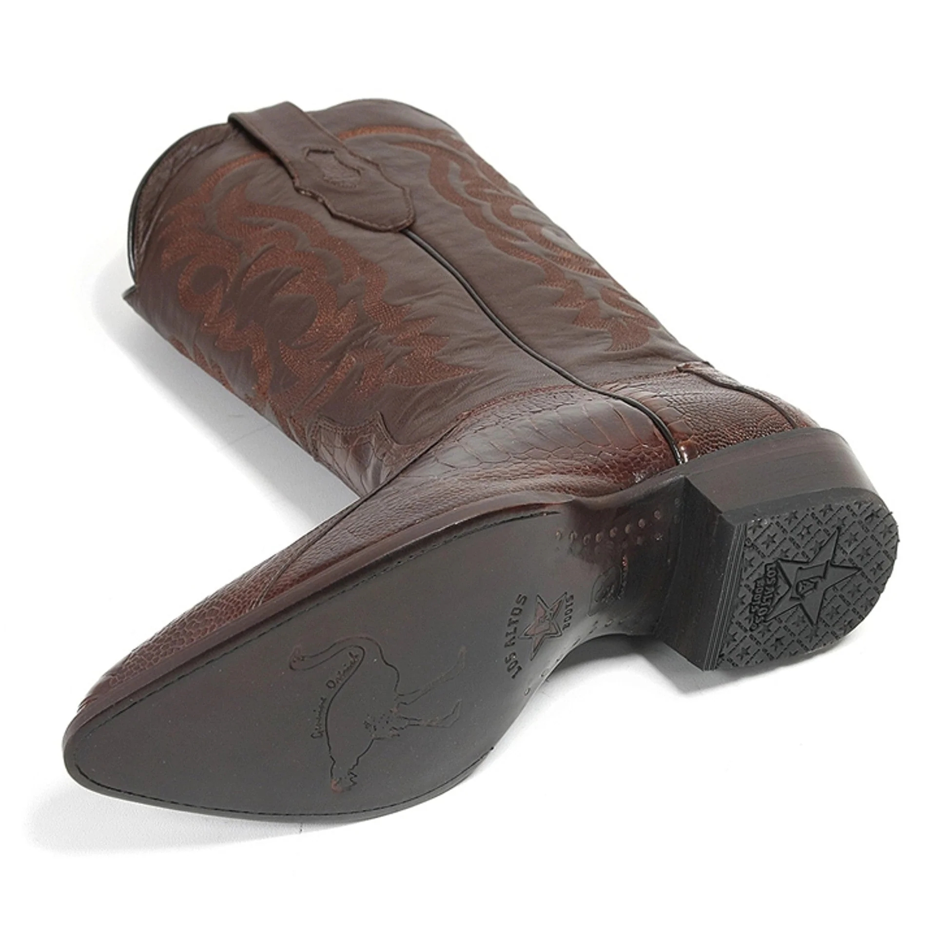 Los Altos Men’s Brown Ostrich Leg Boots by Alligator Warehouse - Image 3