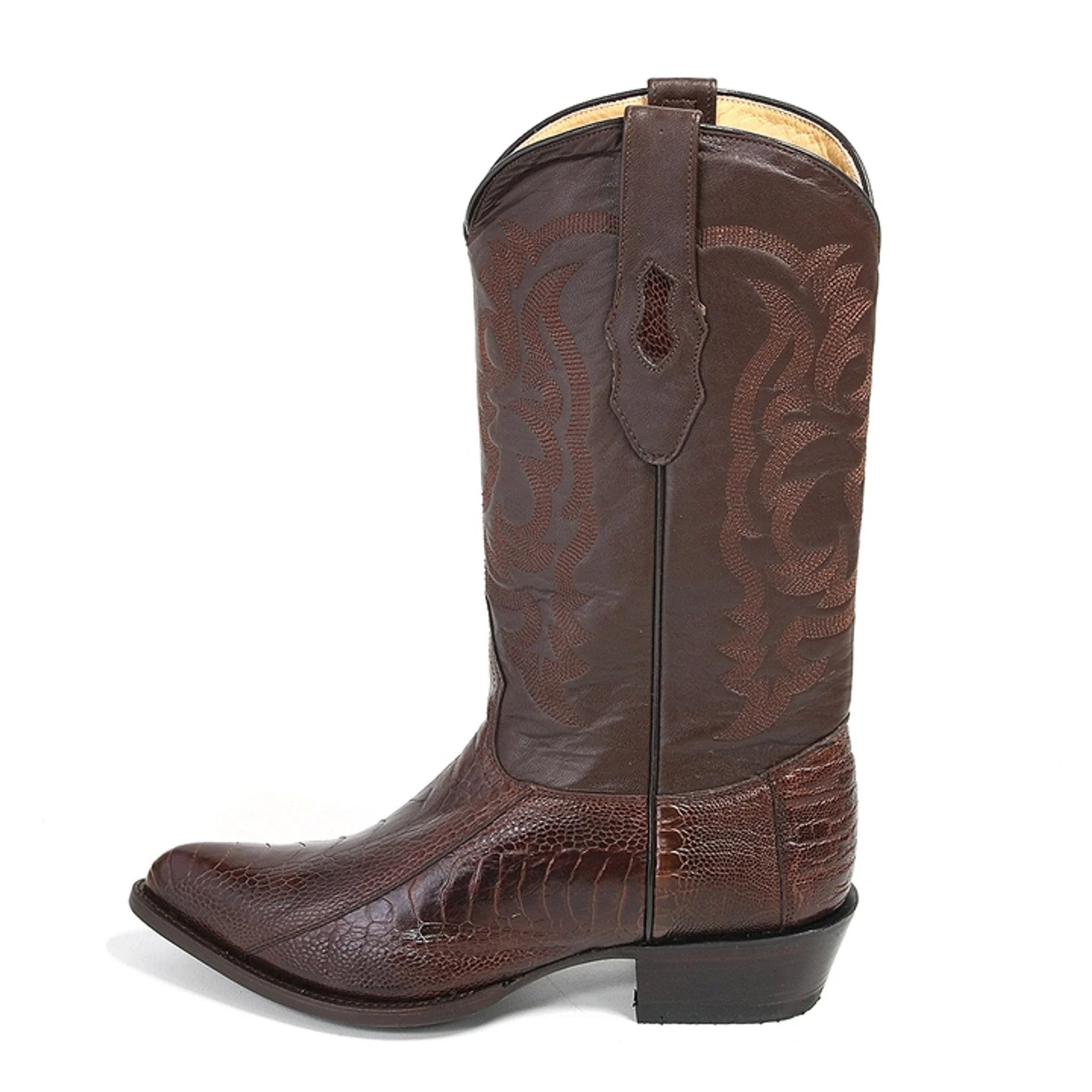 Los Altos Men’s Brown Ostrich Leg Boots by Alligator Warehouse - Image 4