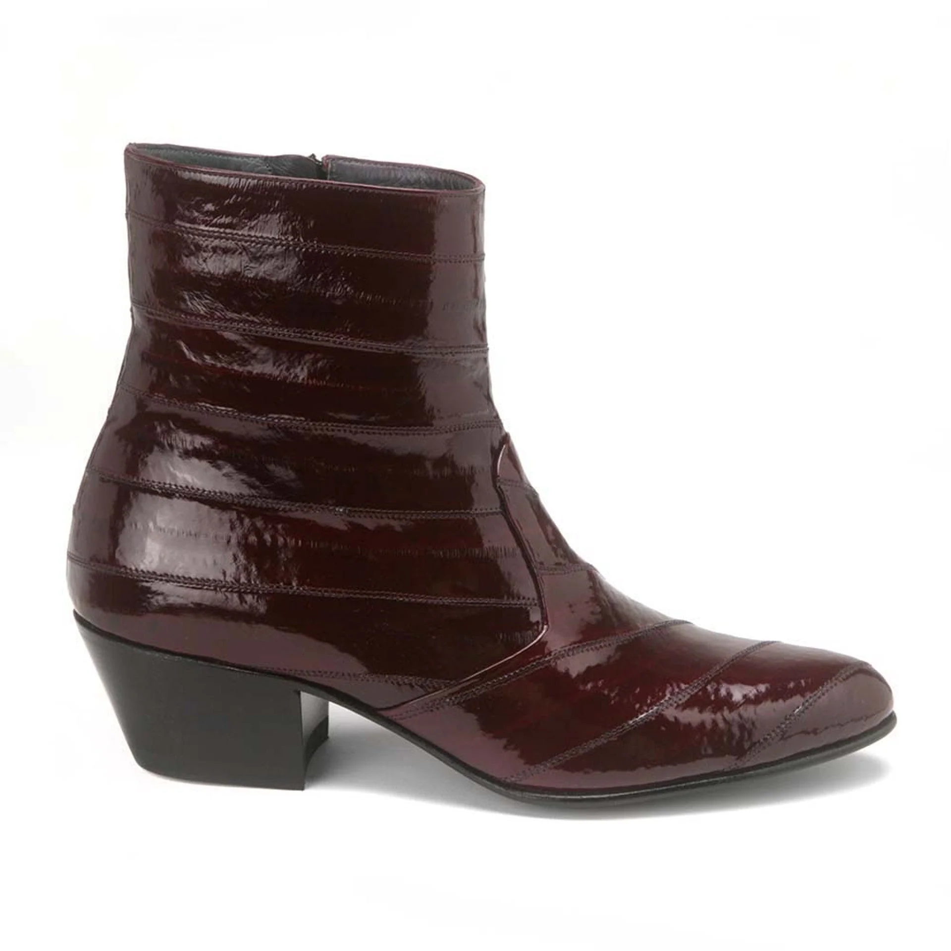 Los Altos Burgundy Eel Skin Leather Ankle Boots for Men - Image 2