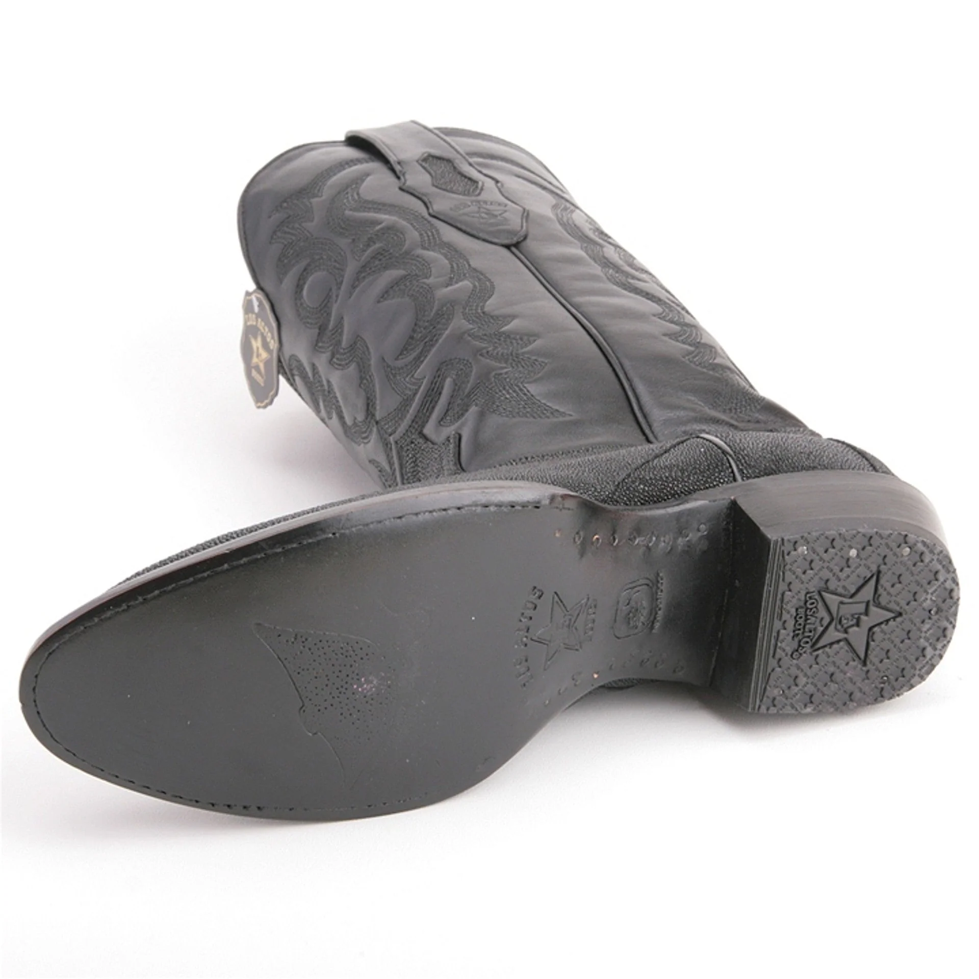 Los Altos Men's Black Exotic Stingray Round Toe Boots - Image 3