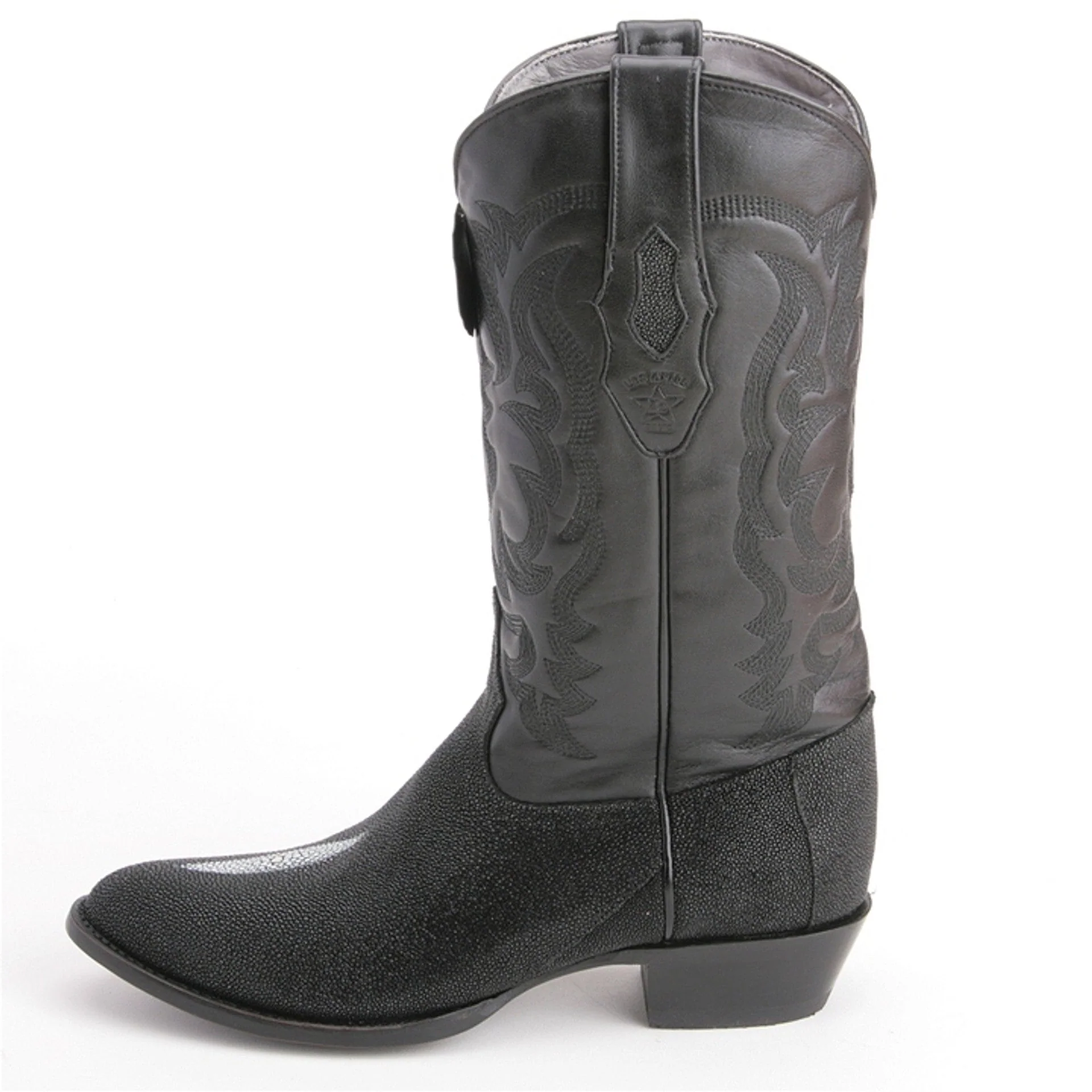 Los Altos Men's Black Exotic Stingray Round Toe Boots - Image 4