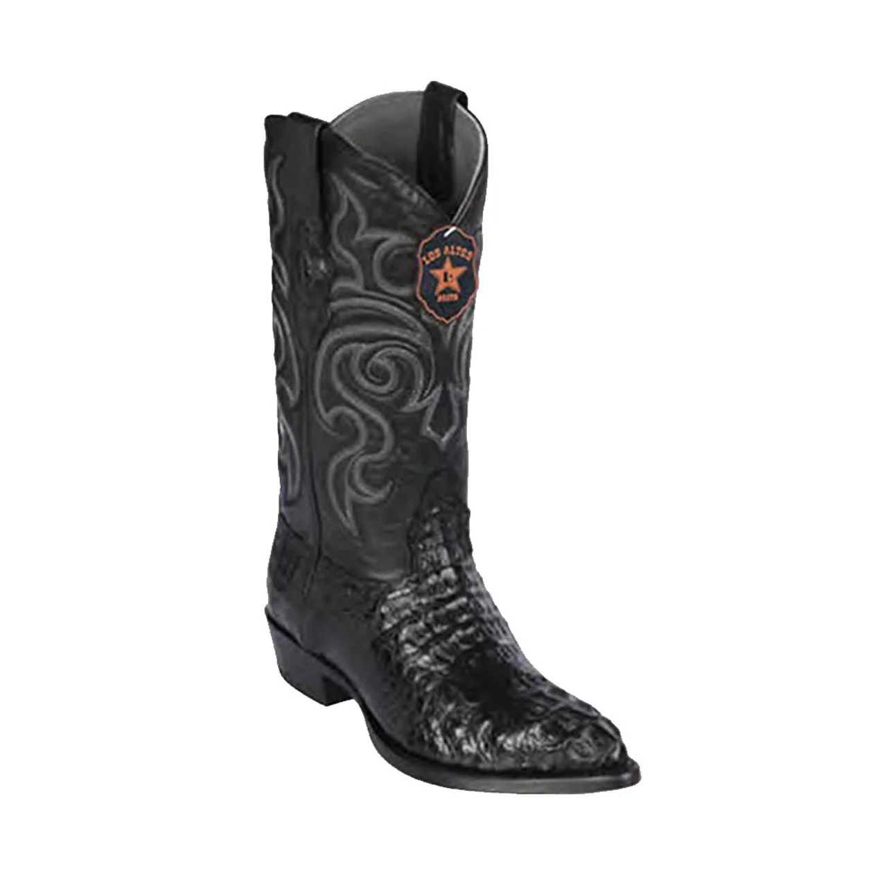 Los Altos Men's Black Genuine Caiman Hornback Boots - Image 2