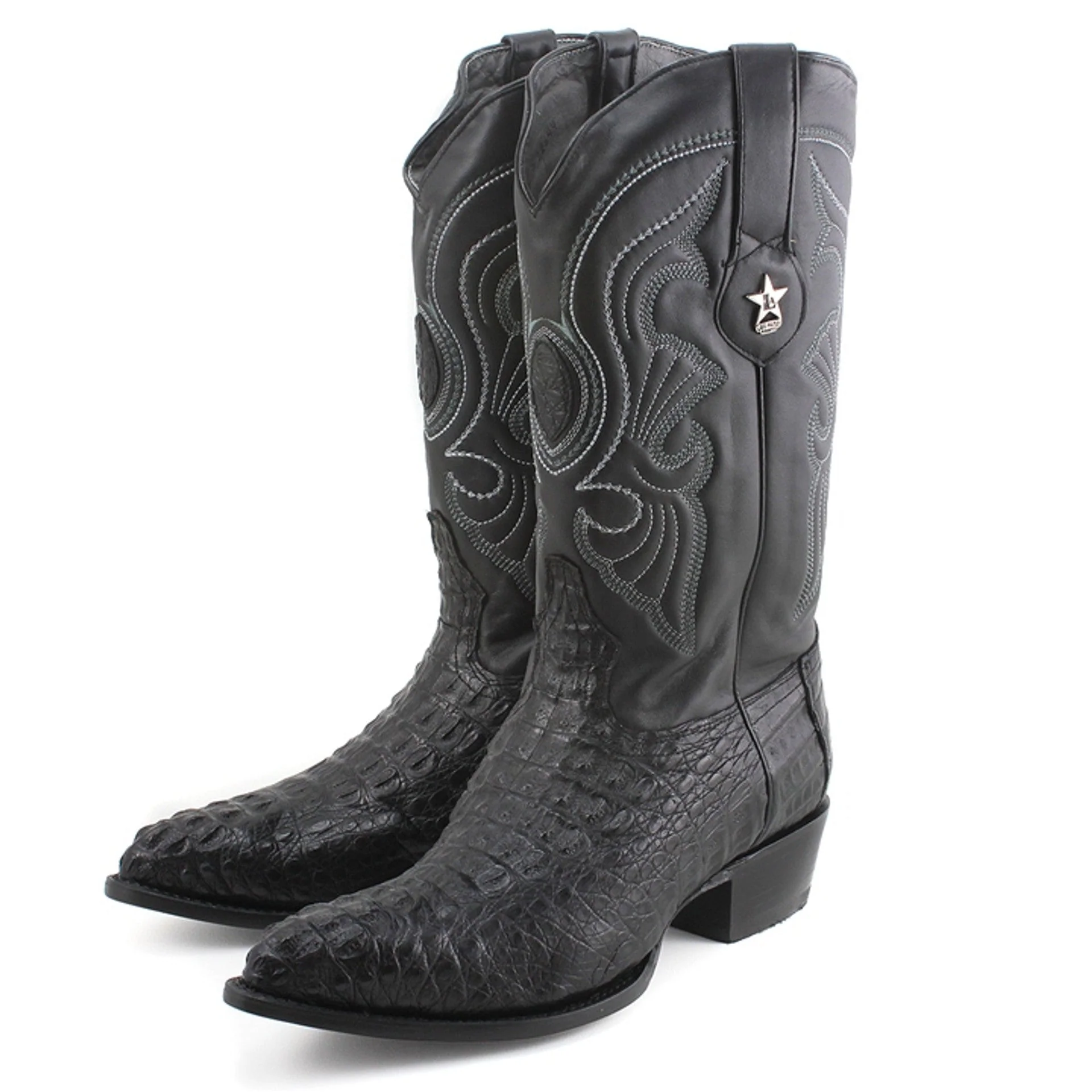 Los Altos Men's Black Genuine Caiman Hornback Boots - Image 5
