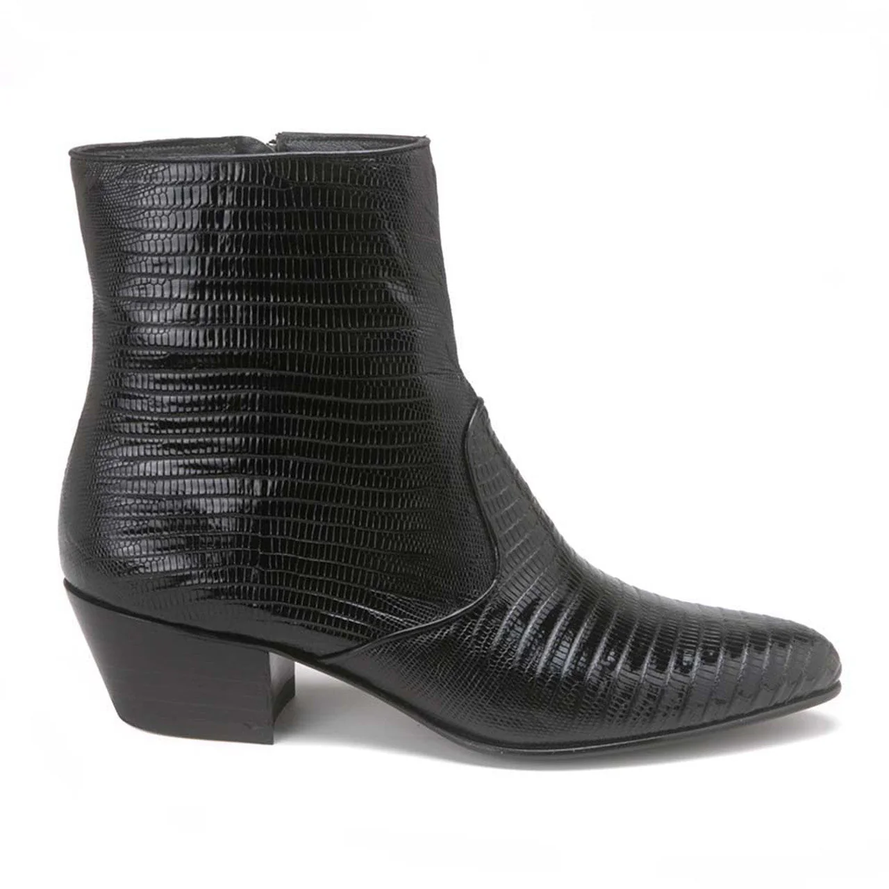 Los Altos Men's Black Genuine Lizard Leather Ankle Boots