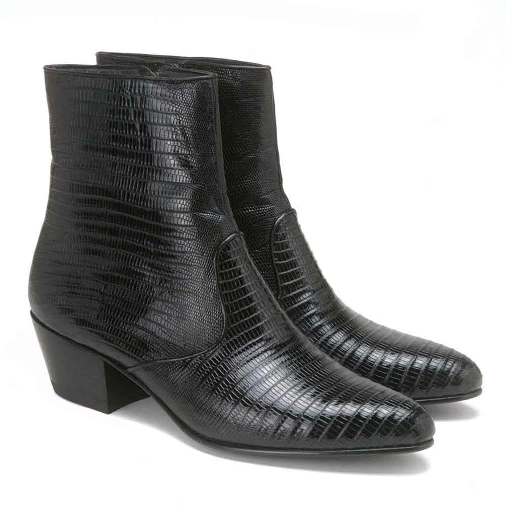 Los Altos Men's Black Genuine Lizard Leather Ankle Boots - Image 5