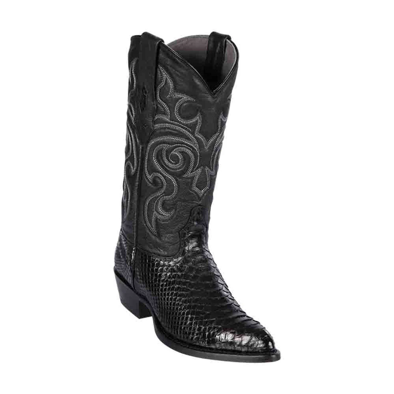 Los Altos Men's Black Genuine Python Snakeskin Boots