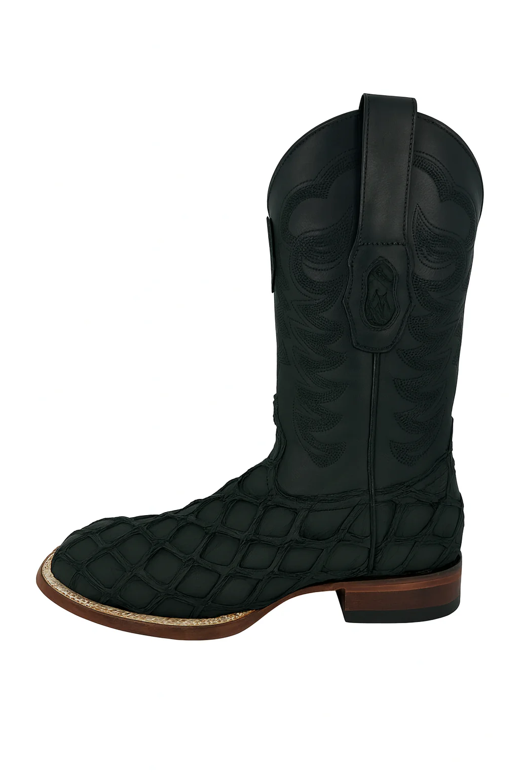 Los Altos Men's Black Matte Pirarucu Wide Square Toe Boot
