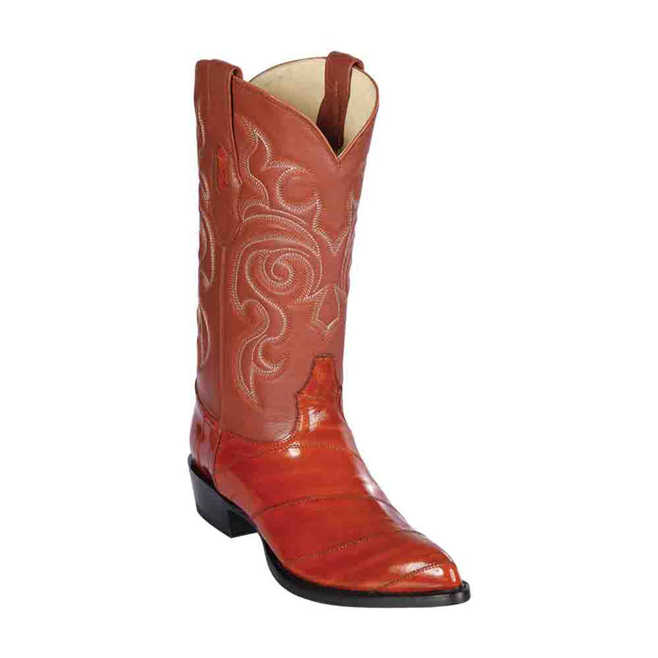 Los Altos Men's Brown Eel Leather Boots – White Stitch Detail
