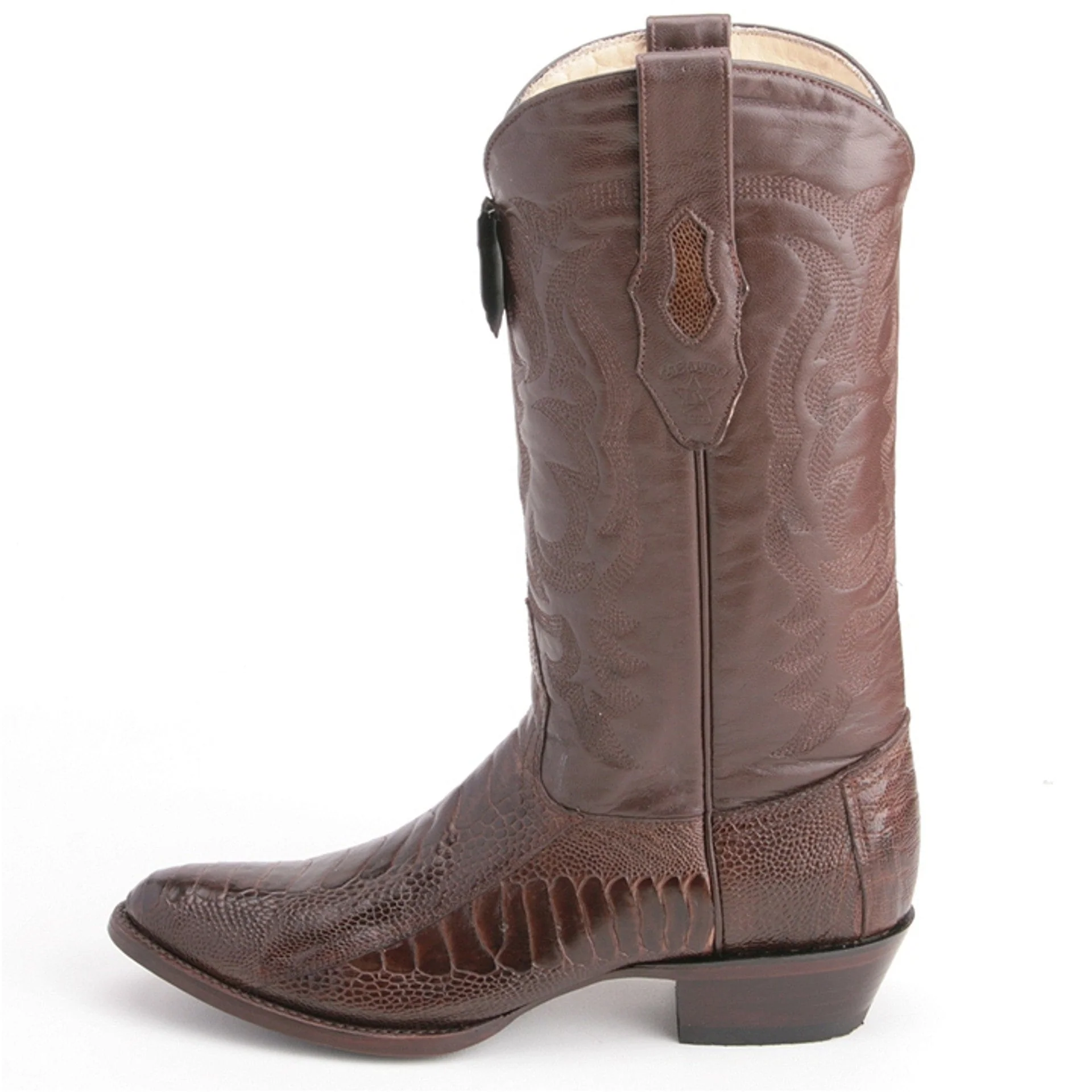 Los Altos Men's Brown Genuine Ostrich Leg Round Toe Boots - Image 3