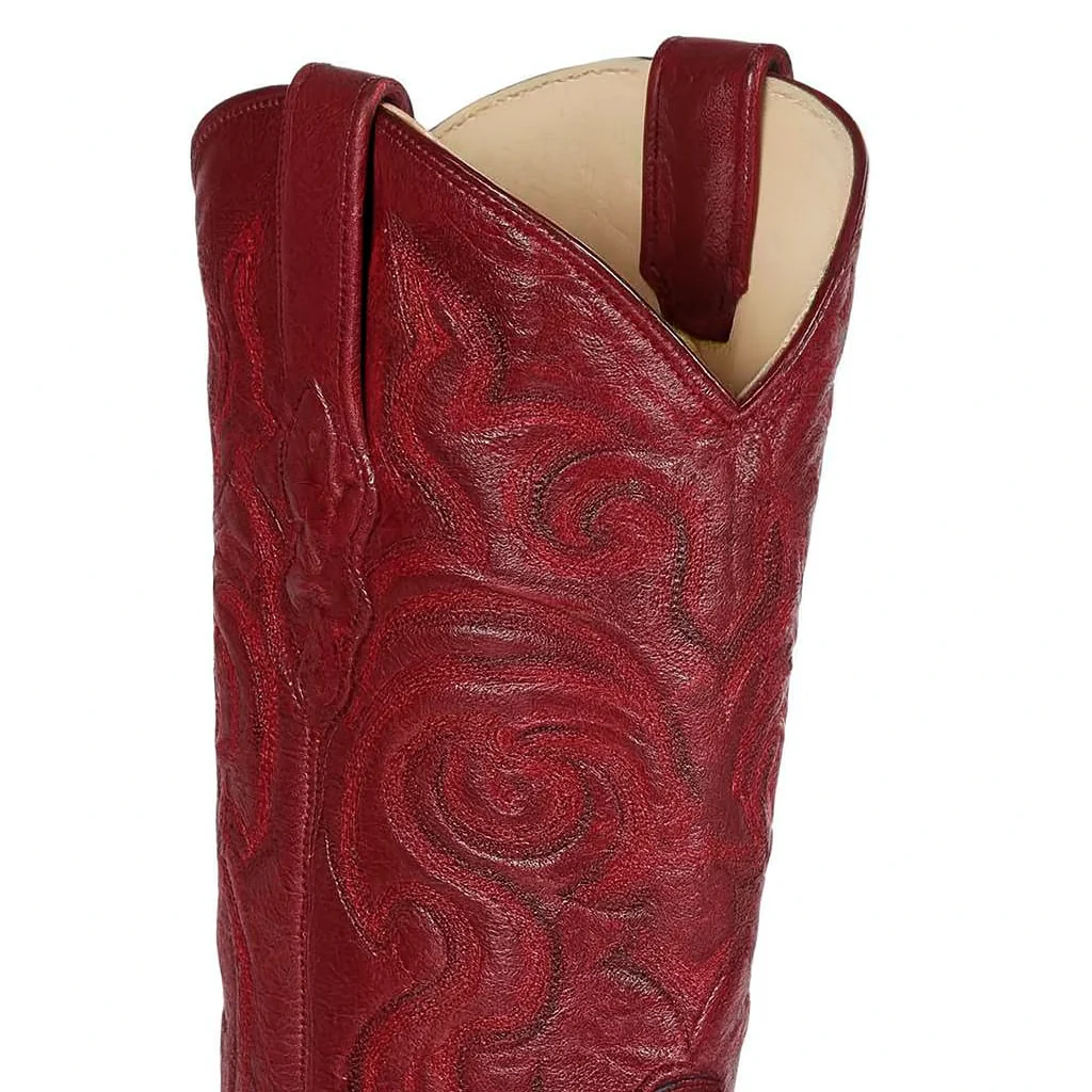 Los Altos Men's Burgundy Genuine Eel Skin J-Toe Boots - Image 5