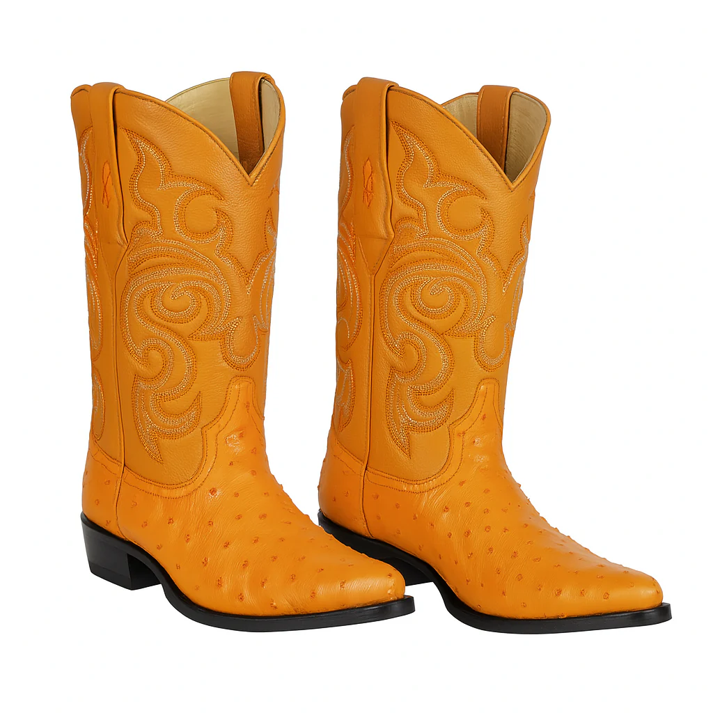 Los Altos Men's Buttercup Genuine Full Quill Ostrich Boots