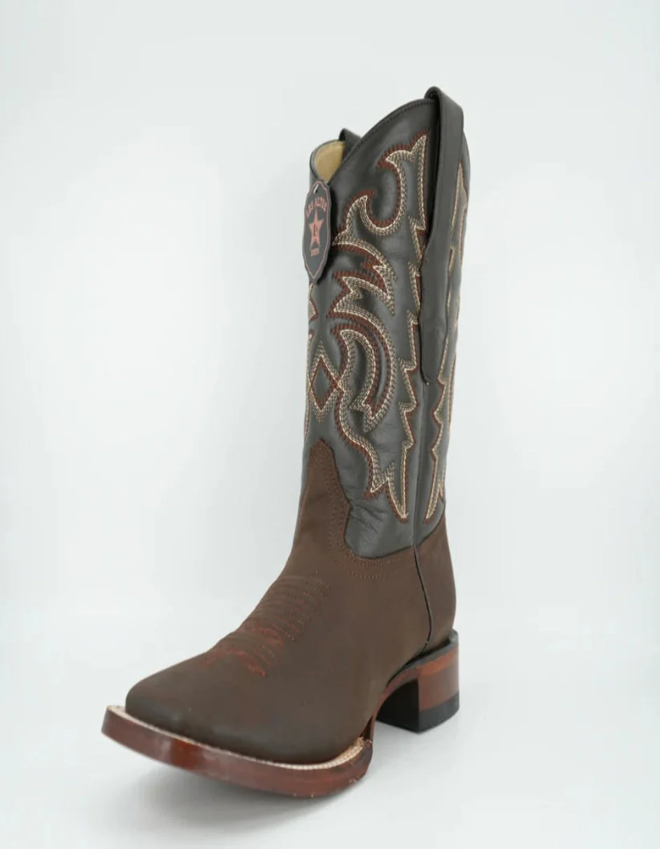 Los Altos Men's Crazy Brown Wide Square Toe Boot - Image 3