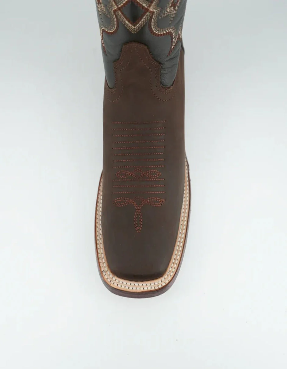 Los Altos Men's Crazy Brown Wide Square Toe Boot - Image 5