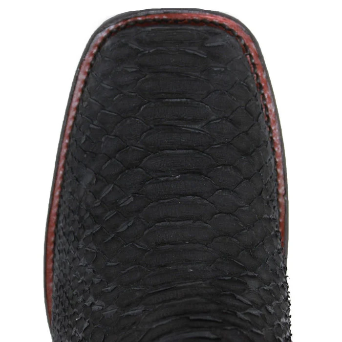 Los Altos Men's Genuine Python Skin Square Toe Ankle Boots - Black - Image 4