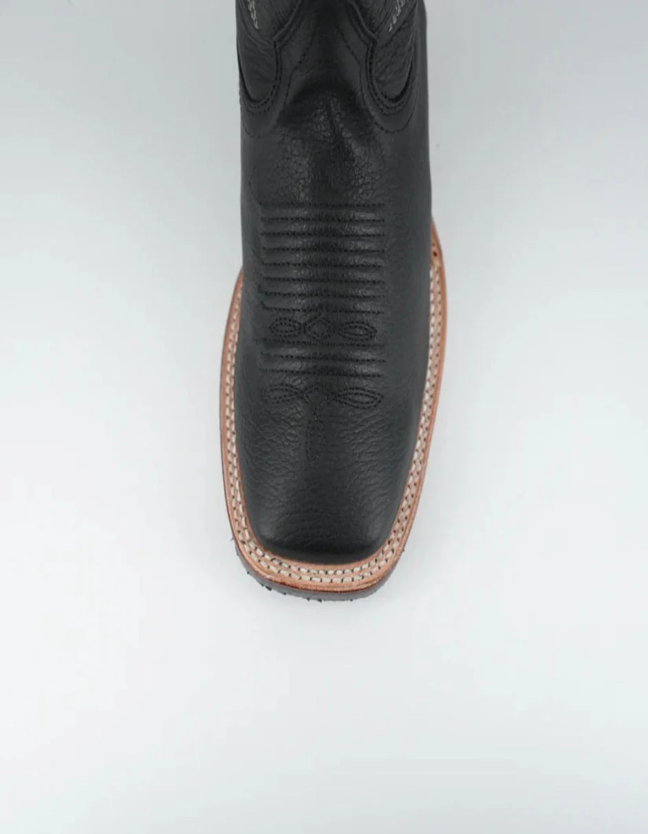Los Altos Men's Grisly Black Wide Square Toe Rubber Sole Boot - Image 5