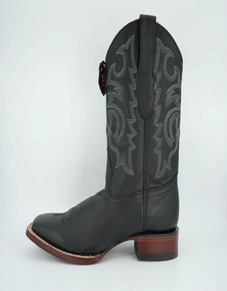 Los Altos Men's Grisly Leather Black Wide Square Toe Boot - Image 2