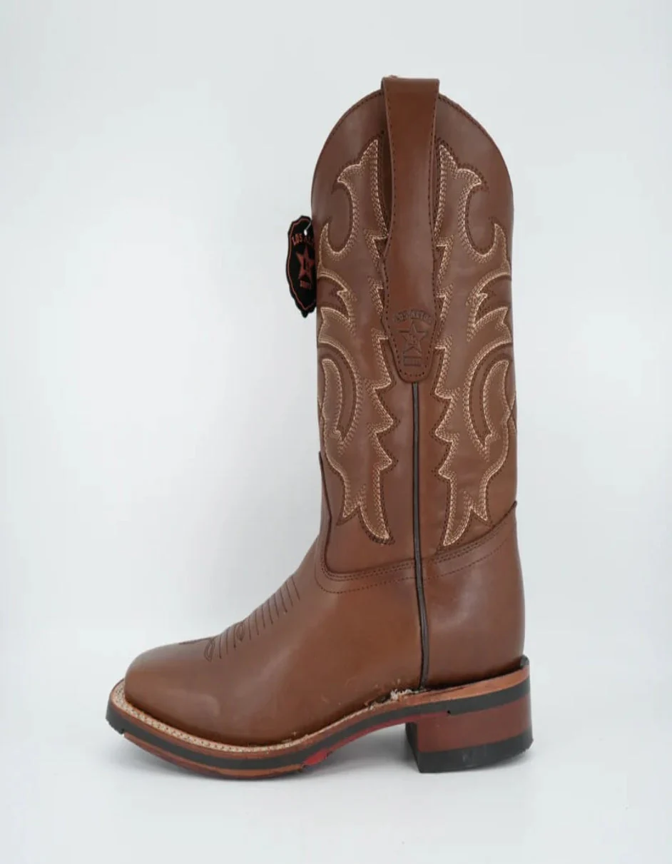 Los Altos Men's Brown Leather Wide Square Toe Rubber Sole Boot - Image 2