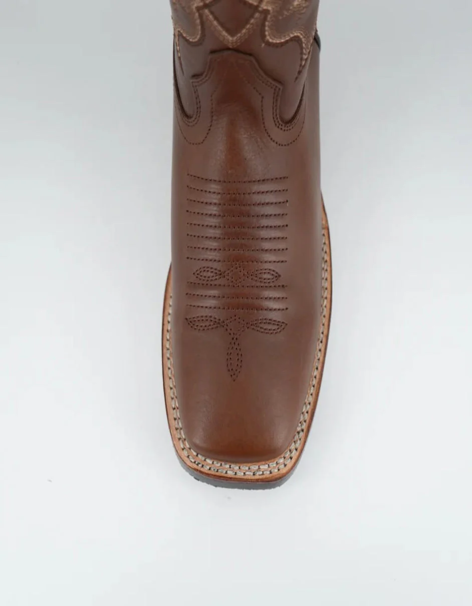 Los Altos Men's Brown Leather Wide Square Toe Rubber Sole Boot - Image 3