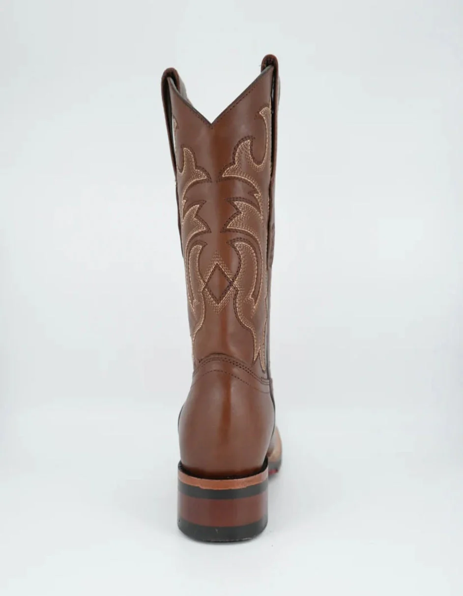 Los Altos Men's Brown Leather Wide Square Toe Rubber Sole Boot - Image 4
