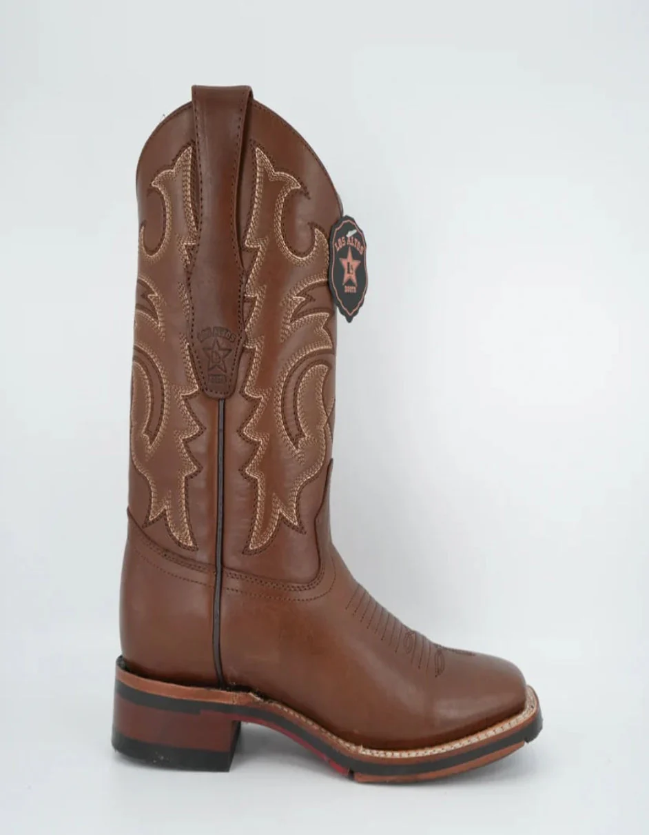 Los Altos Men's Brown Leather Wide Square Toe Rubber Sole Boot - Image 5