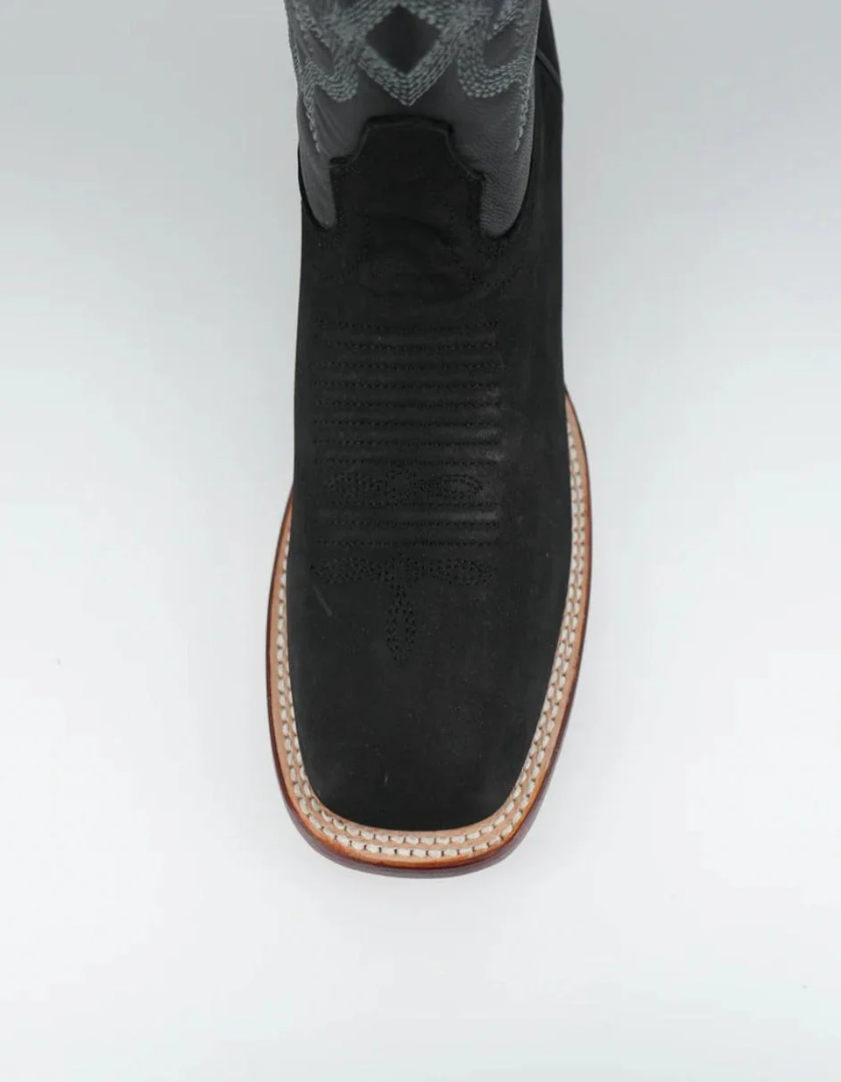 Los Altos Men's Nobuck Black Wide Square Toe Boot - Image 2