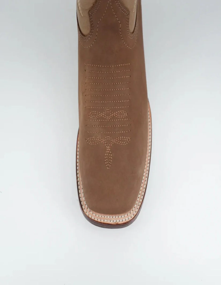 Los Altos Men's Nobuck Taupe Wide Square Toe Boot - Image 3