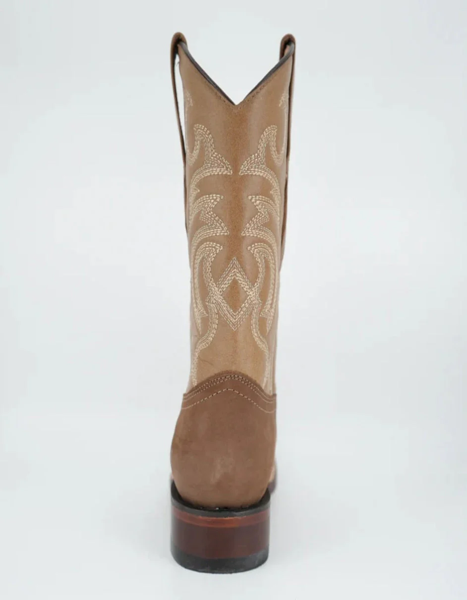 Los Altos Men's Nobuck Taupe Wide Square Toe Boot - Image 4