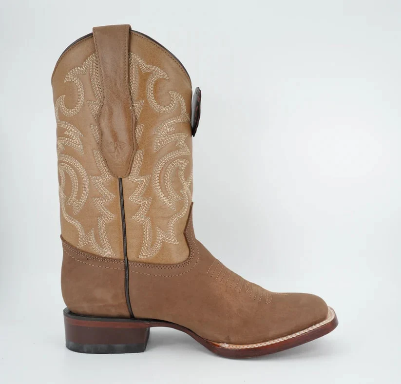 Los Altos Men's Nobuck Taupe Wide Square Toe Boot - Image 6