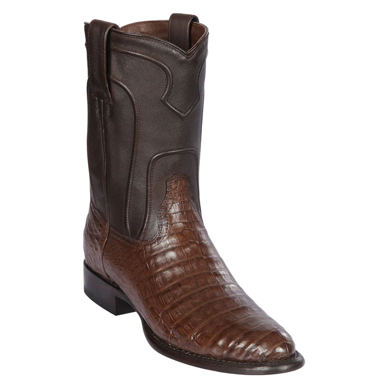 Los Altos Men's Original Caiman Belly Brown Roper Toe Boot