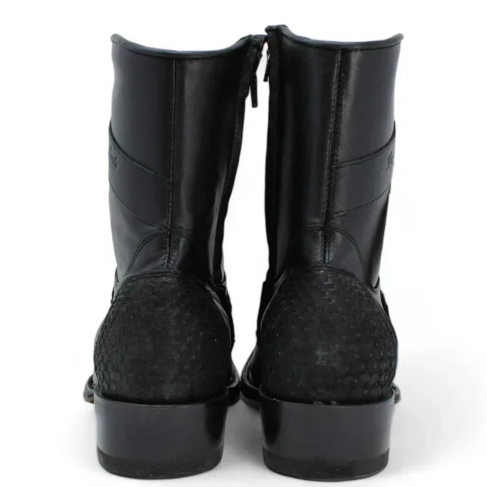 Los Altos Men's Original Python Skin European Toe Short Boots - Black - Image 3