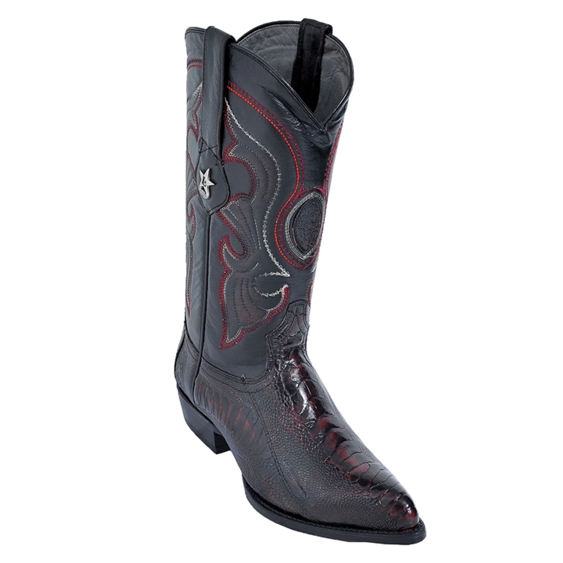 Los Altos Men's Ostrich Black Cherry Leg Boots - Image 2