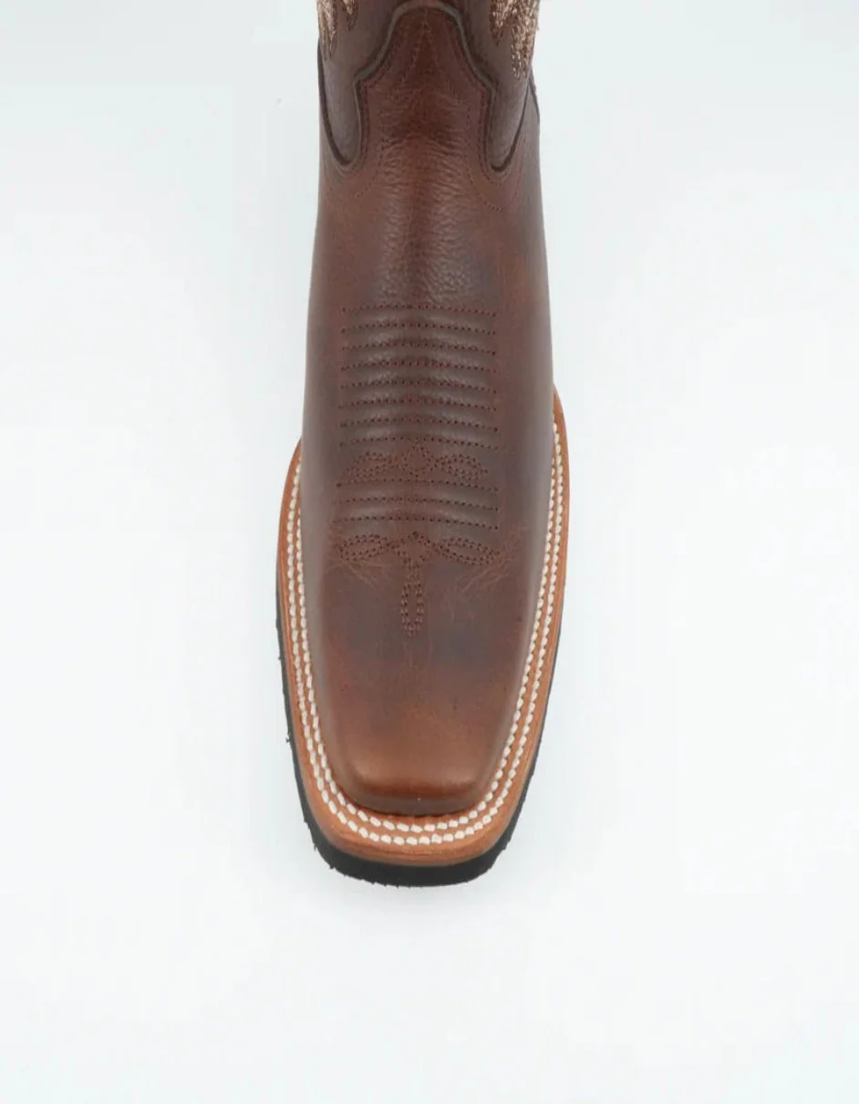 Los Altos Men's Rage Walnut Wide Square Toe Leather Pull Up Tube Boot - Image 3