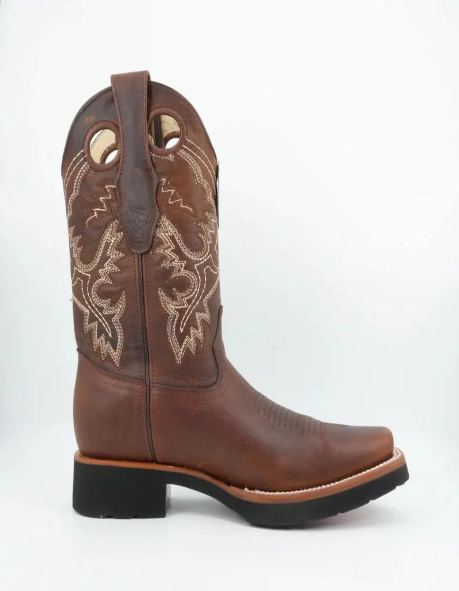 Los Altos Men's Rage Walnut Wide Square Toe Leather Pull Up Tube Boot - Image 4