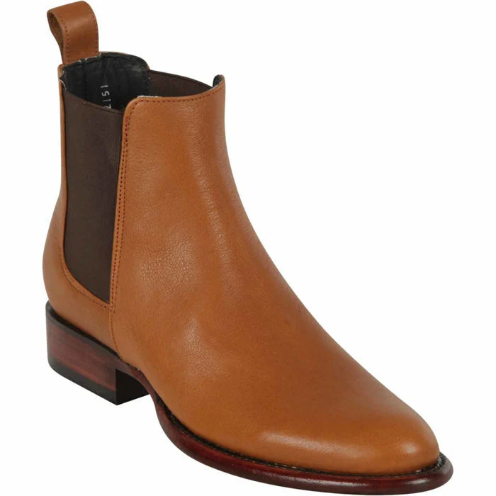 Los Altos Men's Round Toe Leather Short Boots - Honey