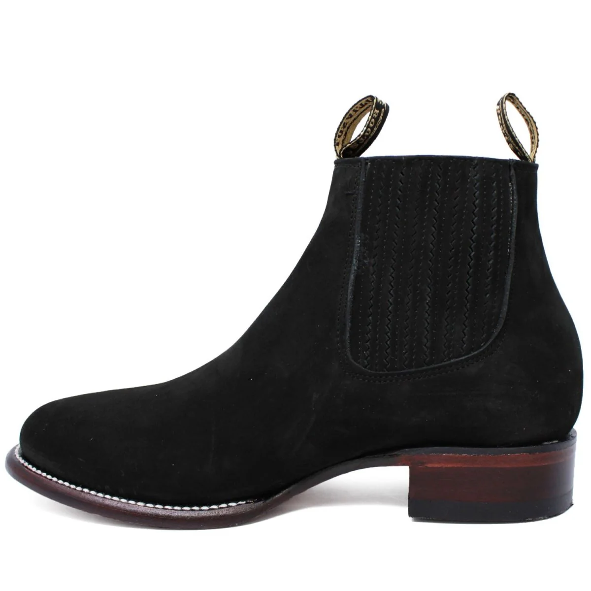 Los Altos Men's Round Toe Suede Leather Short Boots - Black 50B6305 - Image 4