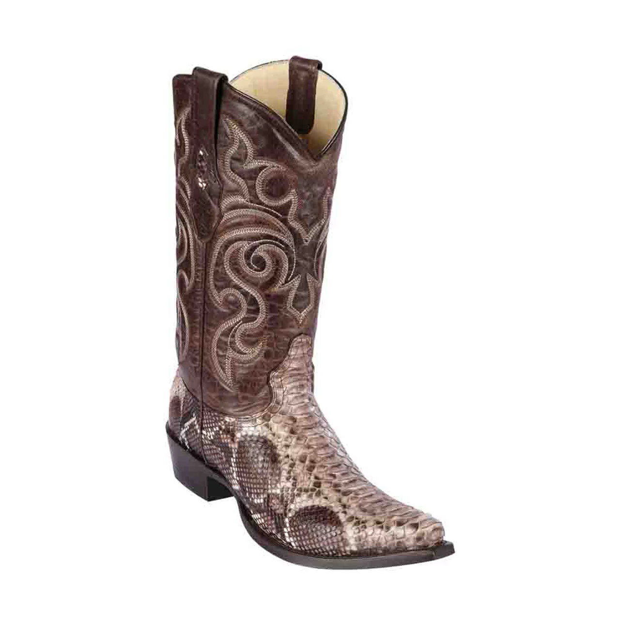 Los Altos Men's Rustic Brown Python Snip Toe Boots