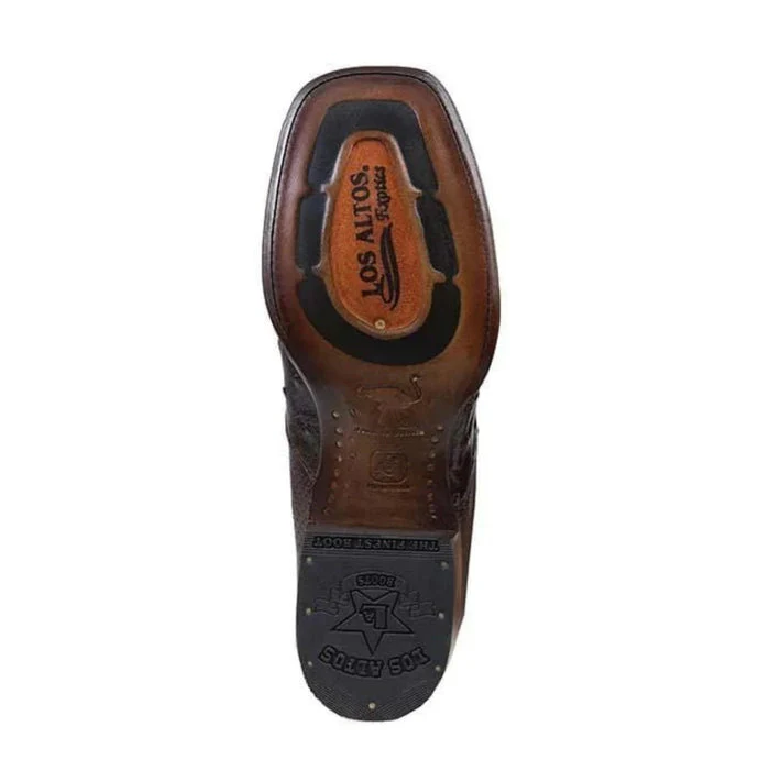 Los Altos Men's Wide Square Toe Ostrich Short Boots - Brown - Image 6
