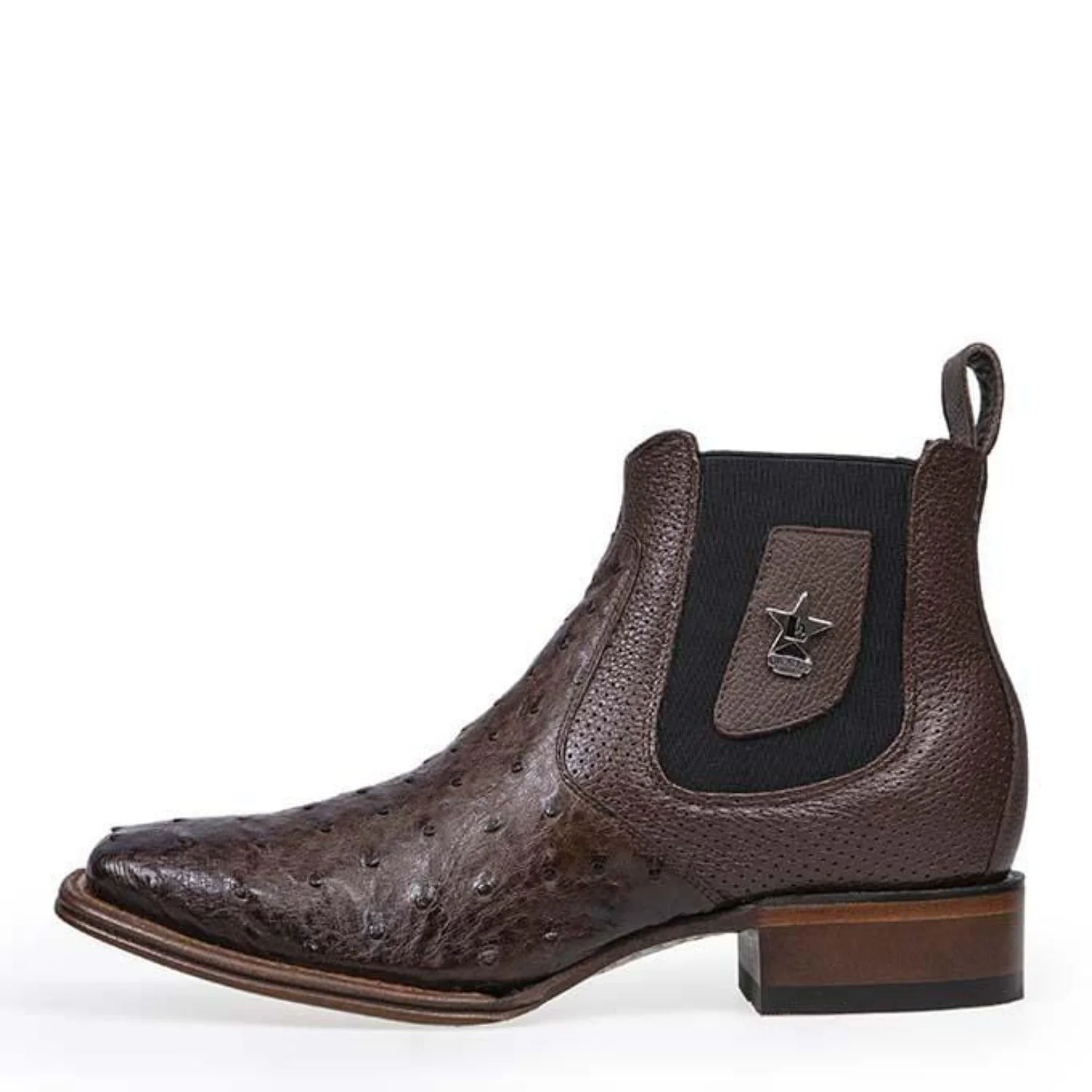 Los Altos Men's Wide Square Toe Ostrich Short Boots - Brown 82BV0359 - Image 4