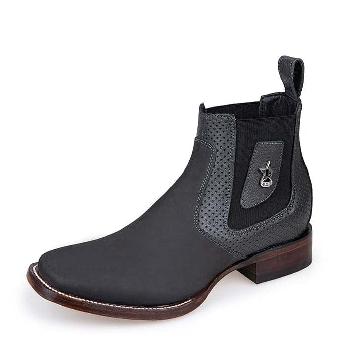 Los Altos Men's Wide Square Toe Suede Leather Short Boots - Gray - Image 2