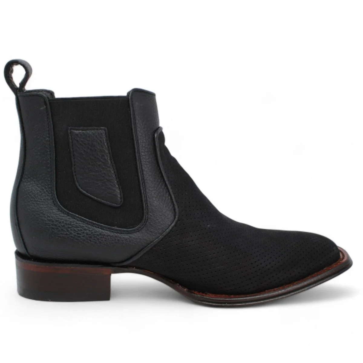 Los Altos Men's Wide Square Toe Suede Leather Short Boots - Black 82BV6305 - Image 4