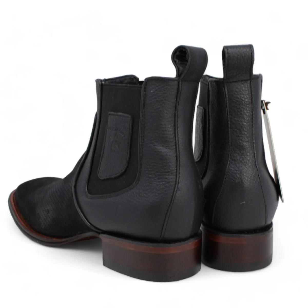 Los Altos Men's Wide Square Toe Suede Leather Short Boots - Black 82BV6305 - Image 6